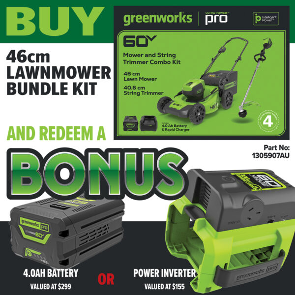 Greenworks 60V 46cm Lawn Mower Bundle Kit