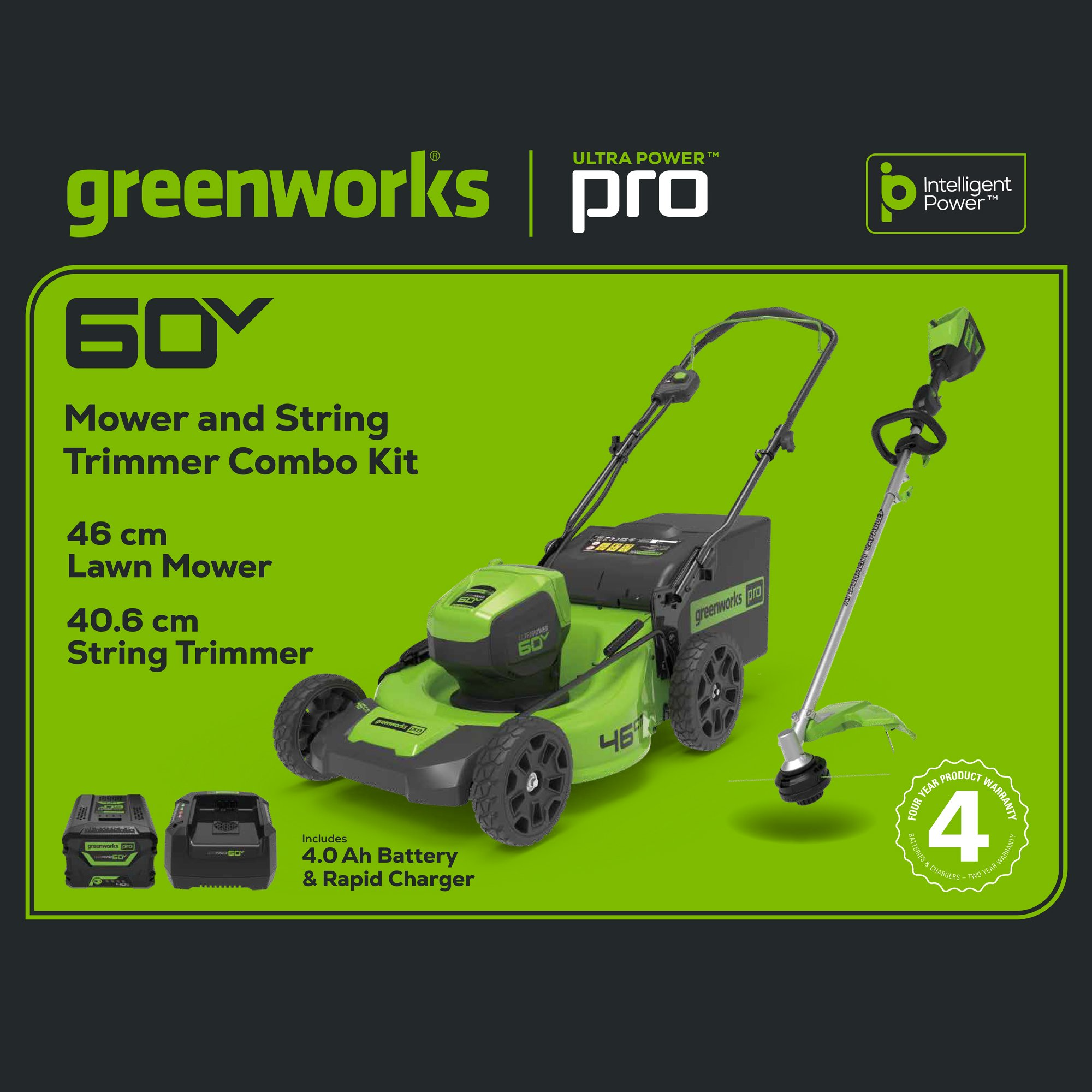 Greenworks 60V 46cm Lawn Mower Bundle Kit