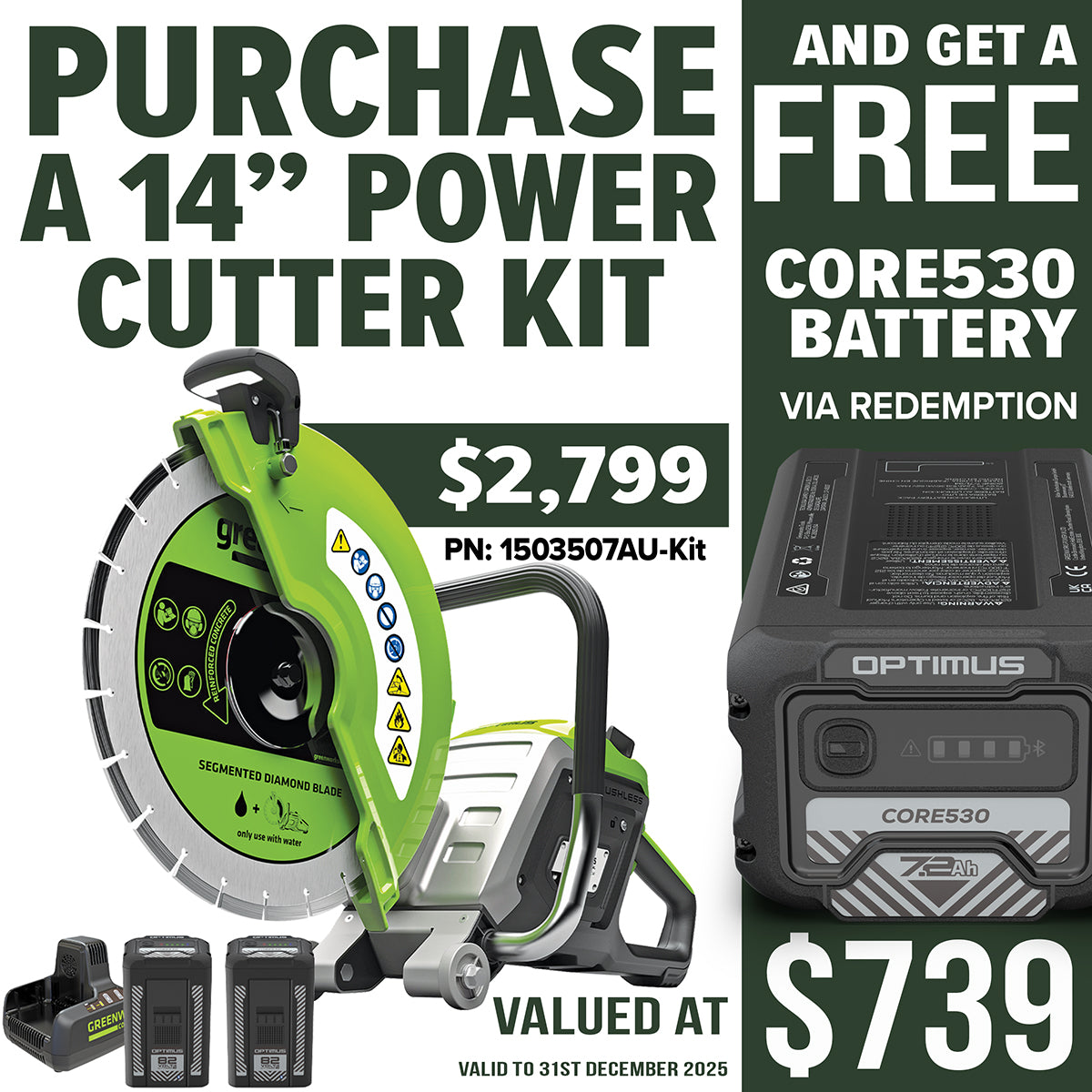 Greenworks 82V - Optimus 14″ 4.3kW Power Cutter