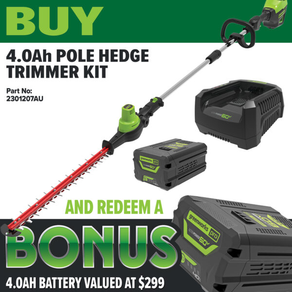 Greenworks 60V Brushless Pole Hedge Trimmer