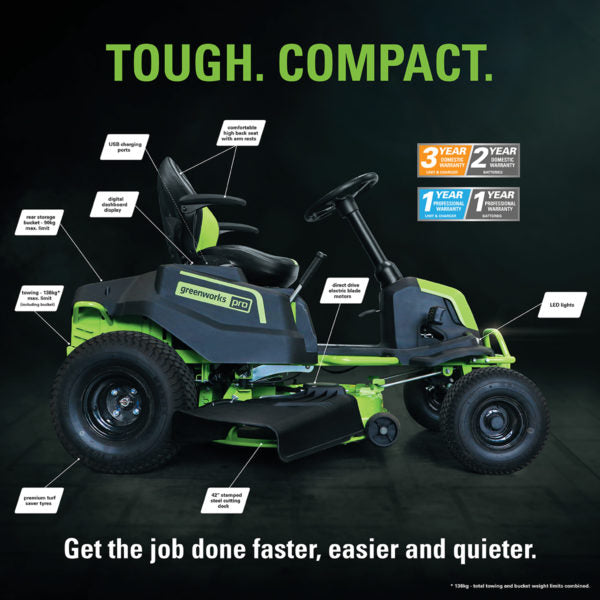 Greenworks 60V Pro 42" Ride-On Lawnmower