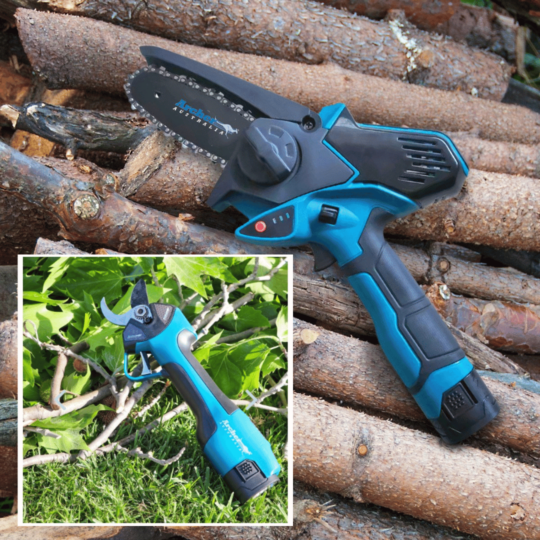 Archer Mini Battery Chainsaw & Pruning Shears - 2pc Kit