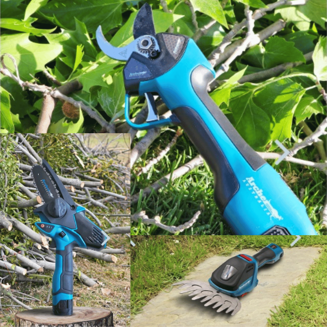 Archer Mini Battery Chainsaw, Pruning Shears & Grass/Hedge Shears - 3pc Kit
