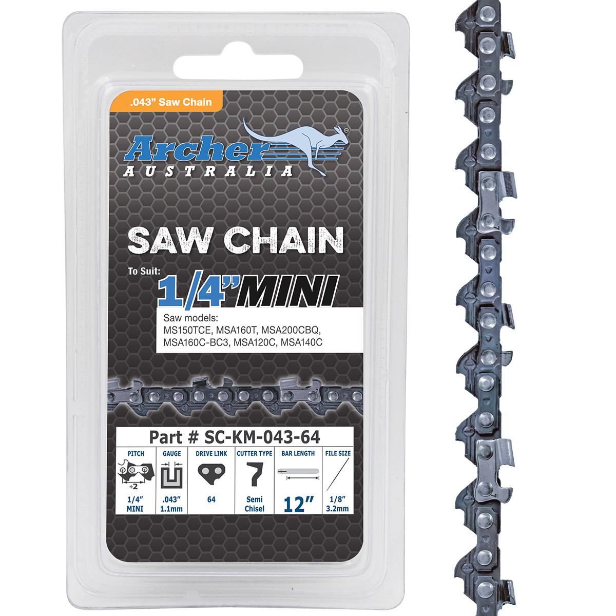 Archer Chain Loop - 1/4" Mini, .043", 72DL, Semi Chisel