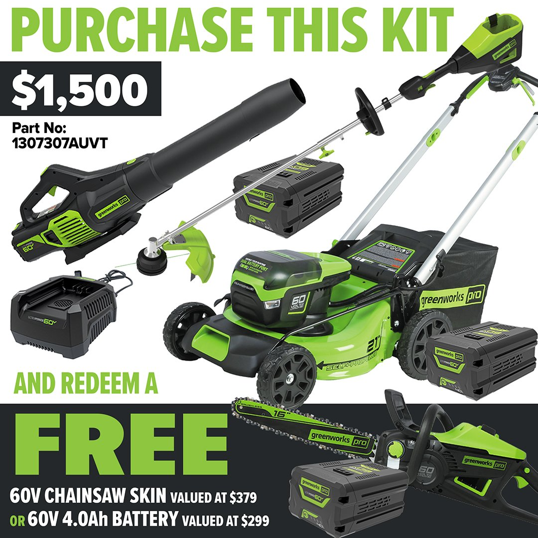 Greenworks 60V Ultimate Start Up Kit - Redemption Offer!