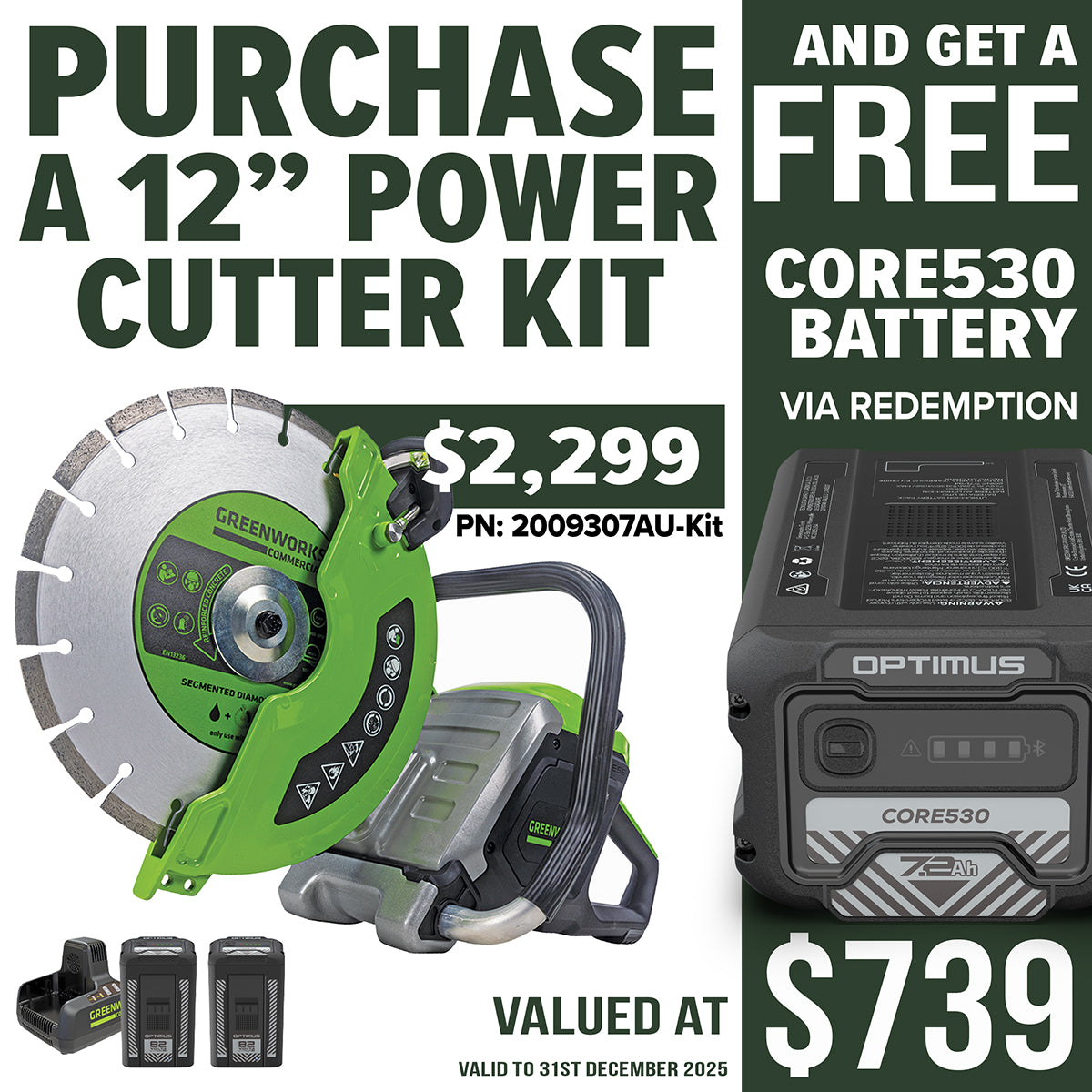 Greenworks 82V - 3.2kW Power Cutter 12" - Skin Only