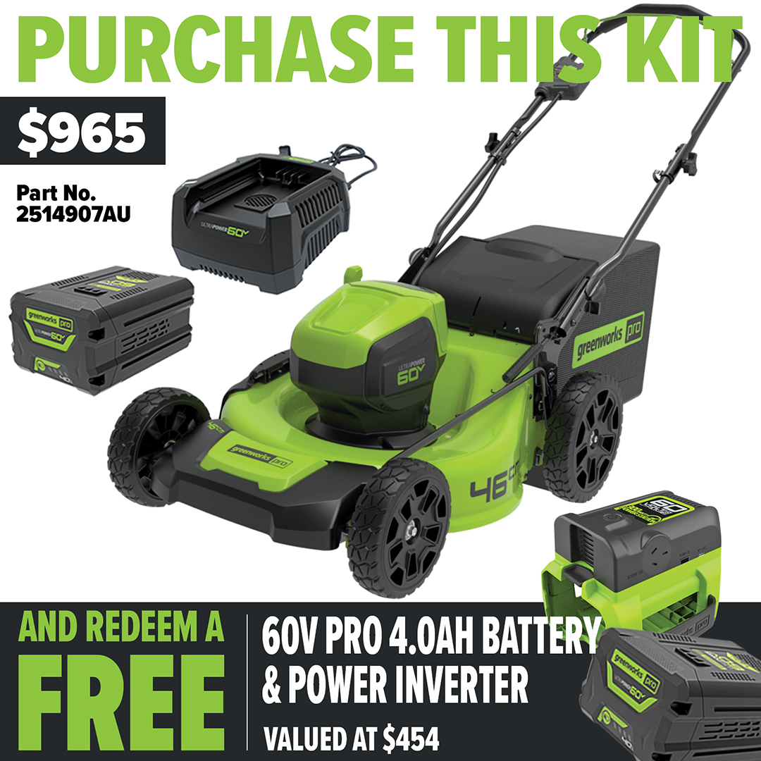 Greenworks 60V Pro Brushless Self-Propelled Lawnmower (18″) 4.0AH Kit - Redemption Offer!