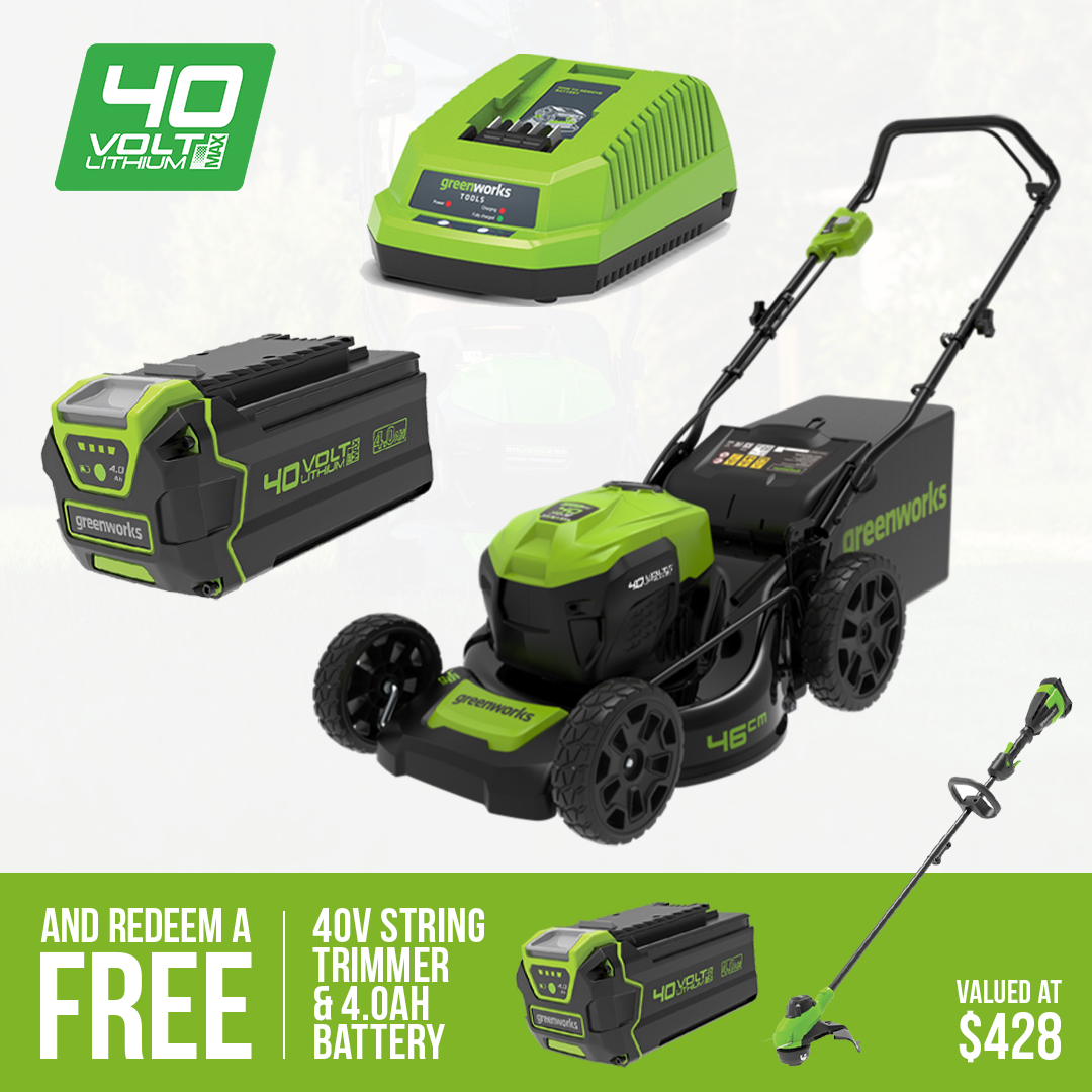 Greenworks 40V Brushless 46cm Lawn Mower Kit with 4Ah Battery & Charger