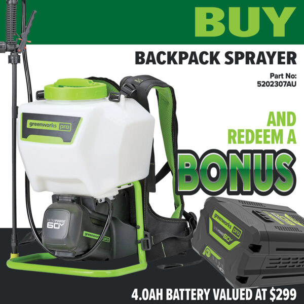 Greenworks 60V 70PSI Backpack Pressure Sprayer