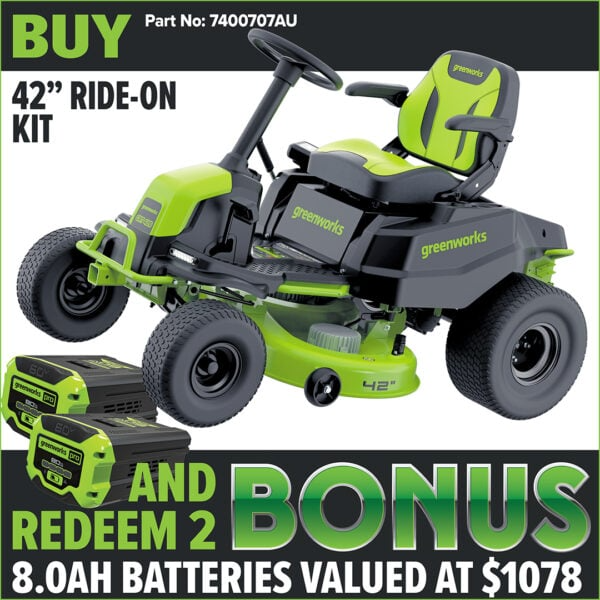Greenworks 60V Pro 42" Ride-On Lawnmower