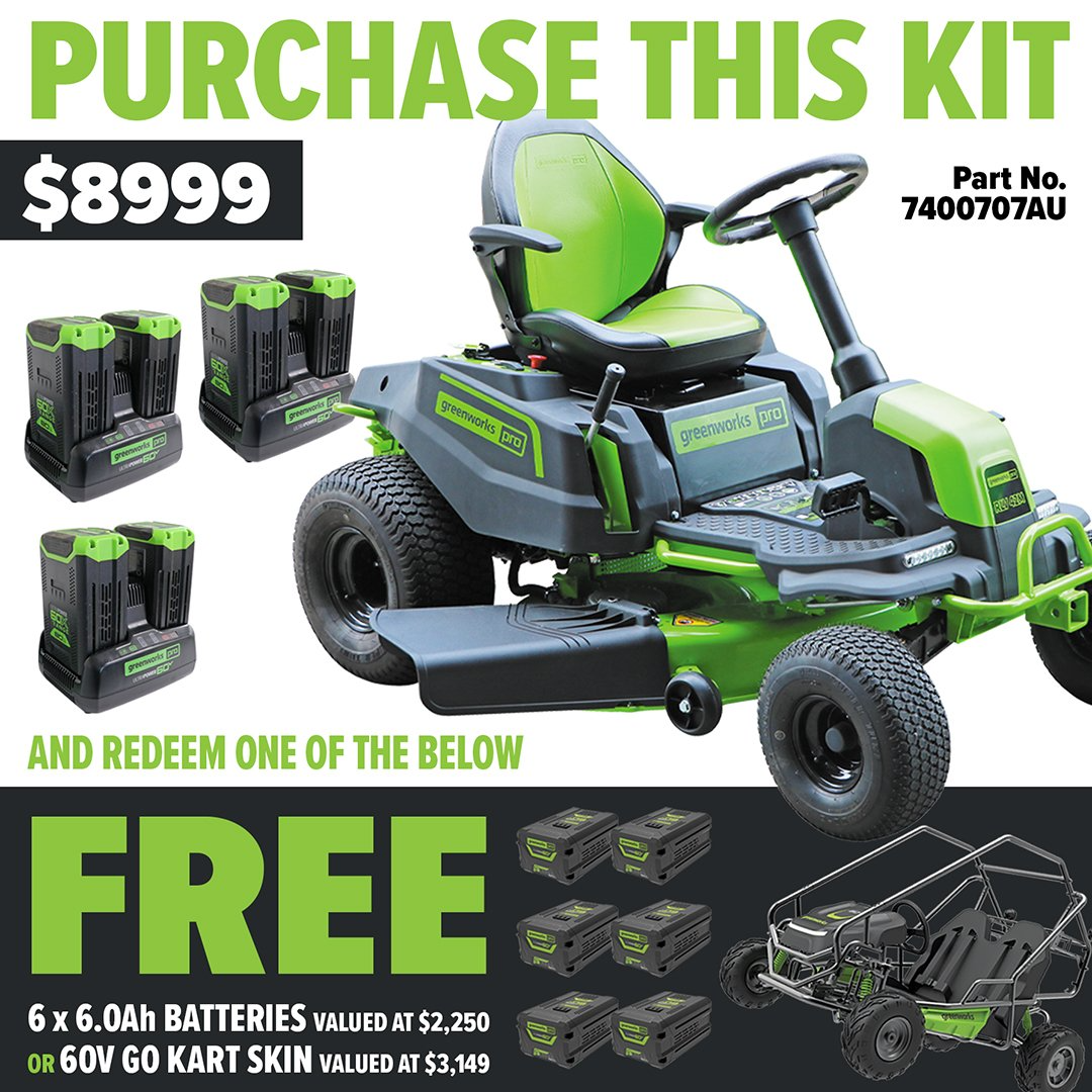 Greenworks 60V Pro 42” Ride-On Lawn Mower - Redemption Offer!