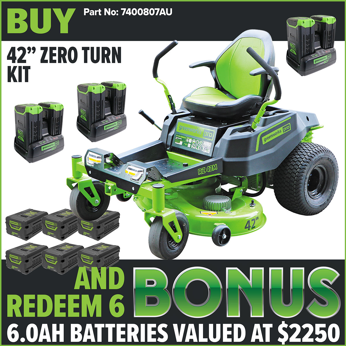 Greenworks 60V Pro 42" Zero Turn Lawnmower