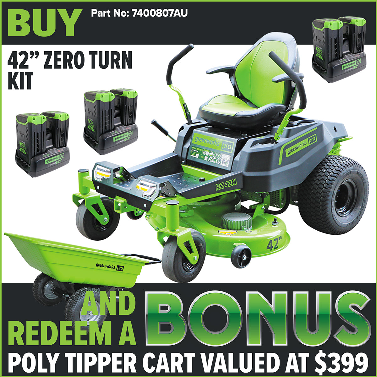 Greenworks 60V Pro 42" Zero Turn Lawnmower