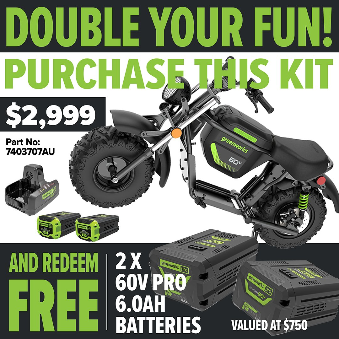 Greenworks 60V STEALTH Series Off-Road Mini Bike - DYF