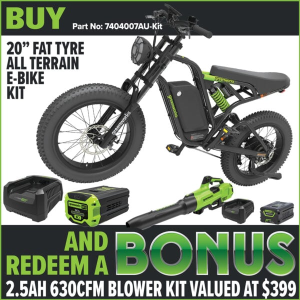 Greenworks 60V VENTURE Series 20” Fat Tyre Electric All Terrain Bike