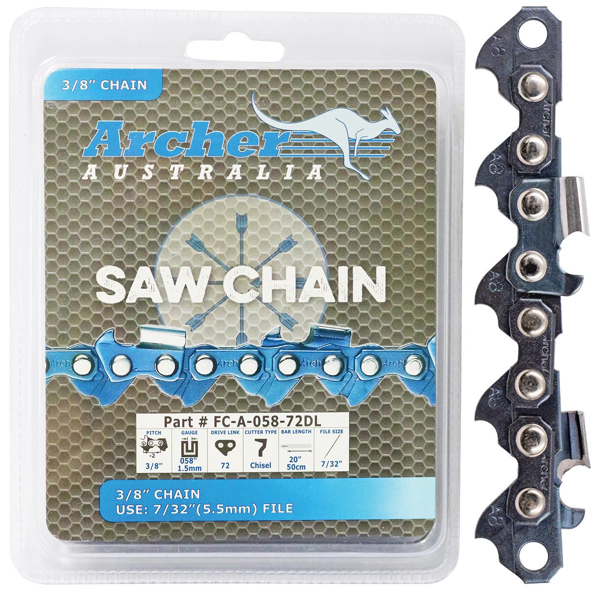 Archer Chain Reel - 3/8", .058", 100ft, Semi Chisel, Ripping