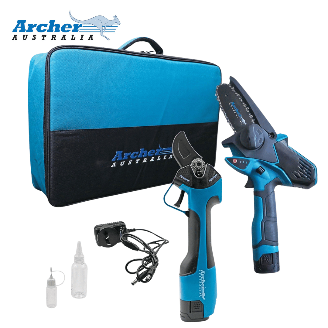 Archer Mini Battery Chainsaw & Pruning Shears - 2pc Kit