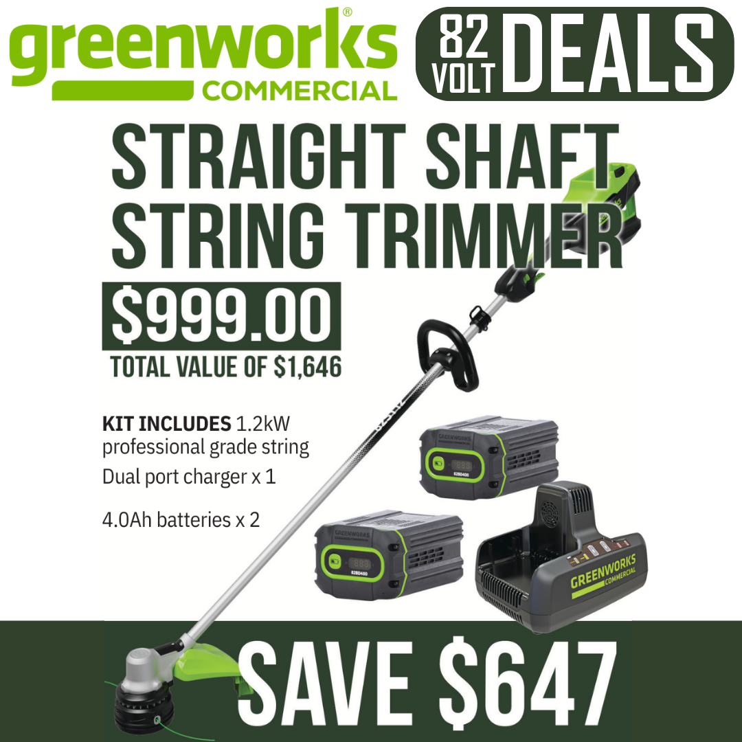 Greenworks 82V - 1.2 kW Professional Grade Straight Shaft Grass Trimmer & Battery Kit - DEAL!