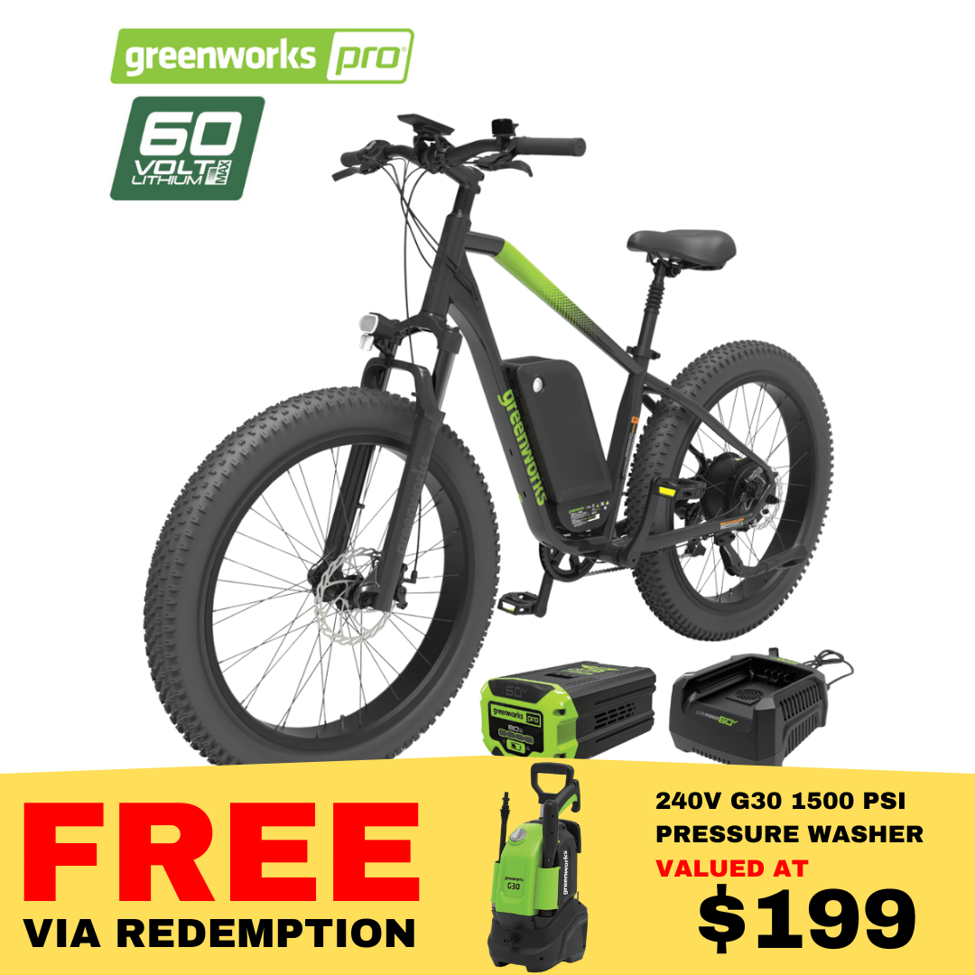 Greenworks 60V VENTURE Series 26” Fat Tyre Electric Mountain Bike