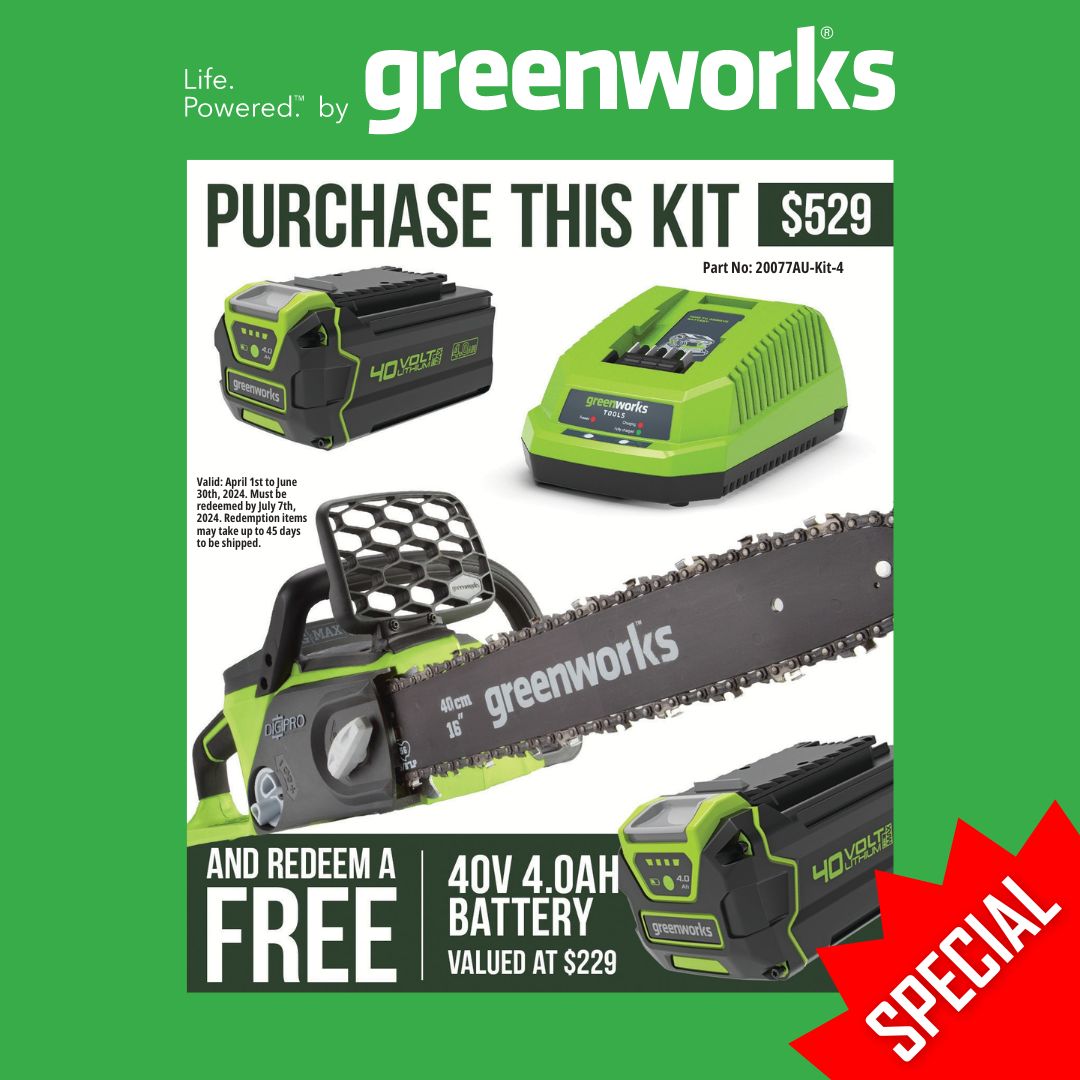 Greenworks 40V Brushless Chainsaw 40cm Kit with 4Ah Battery & Charger