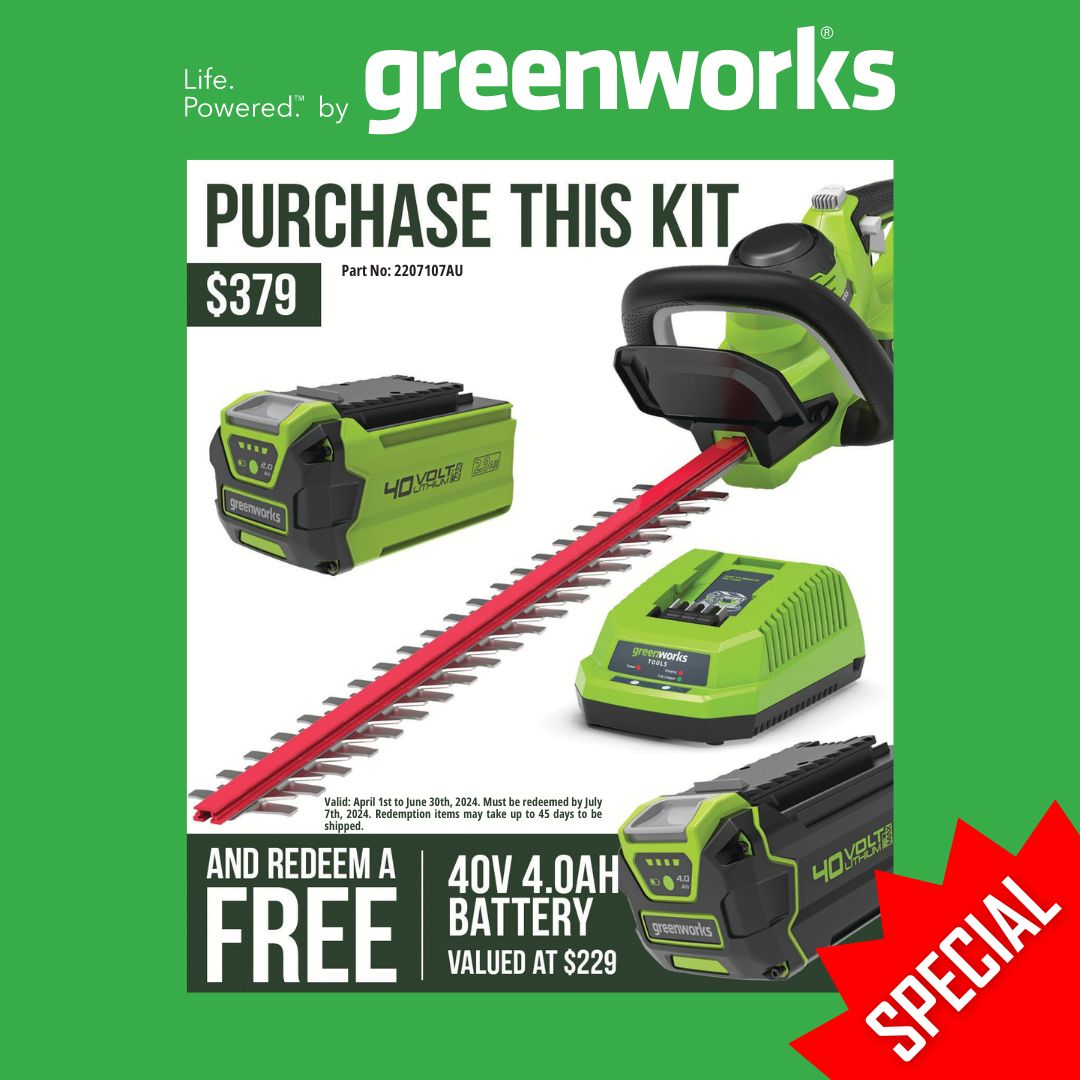 Greenworks 40V Hedge Trimmer 61cm Kit with 2Ah Battery & Charger