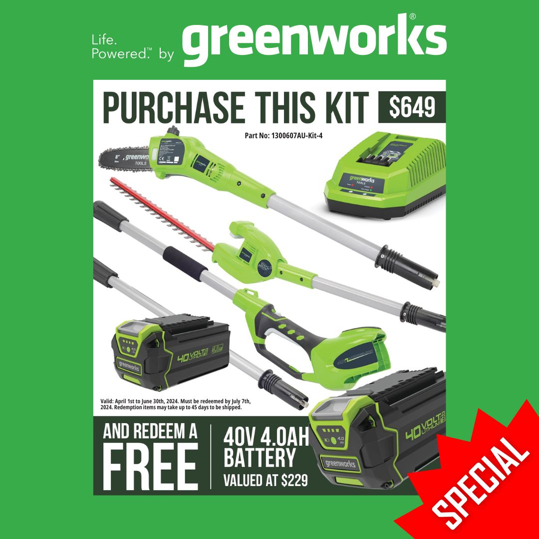 Greenworks 40V Pole Saw/Hedge Trimmer 2-in-1 Kit with 4Ah Battery & Charger