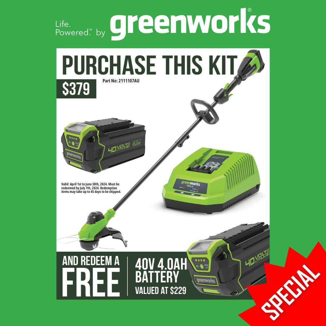 Greenworks 40V String Trimmer 33cm Kit with 4Ah Battery & Charger