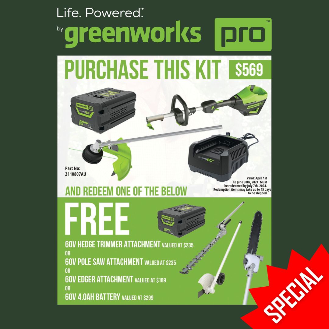 Greenworks 60V PRO String Multi Tool Kit with 4Ah Battery & Charger