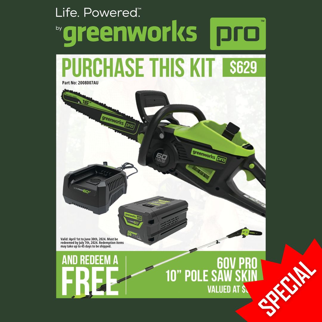 Greenworks 60V Pro Brushless Chainsaw (16″) with 4Ah Battery & Charger