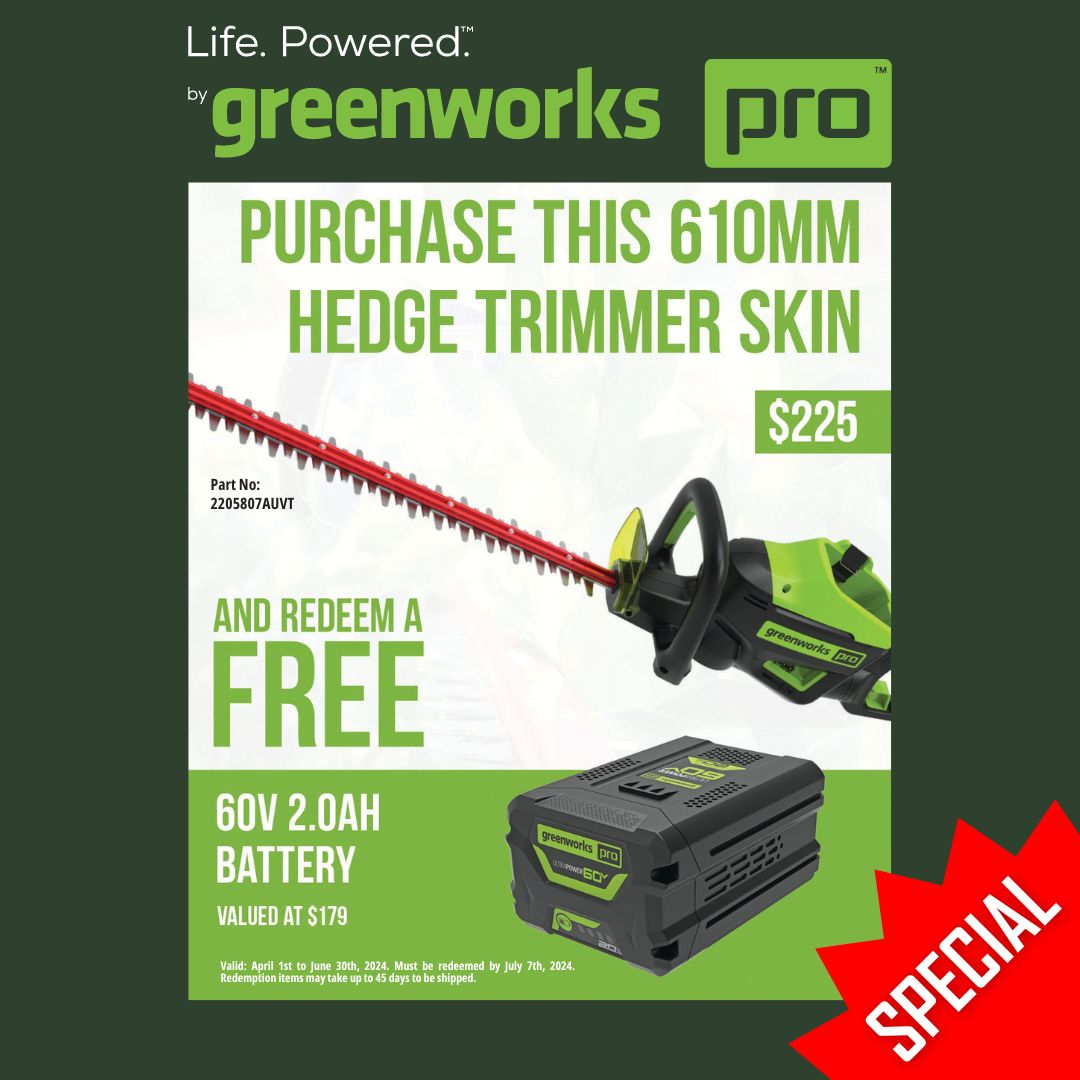 Greenworks 60V Pro Brushless Hedge Trimmer Skin REDEEM Battery