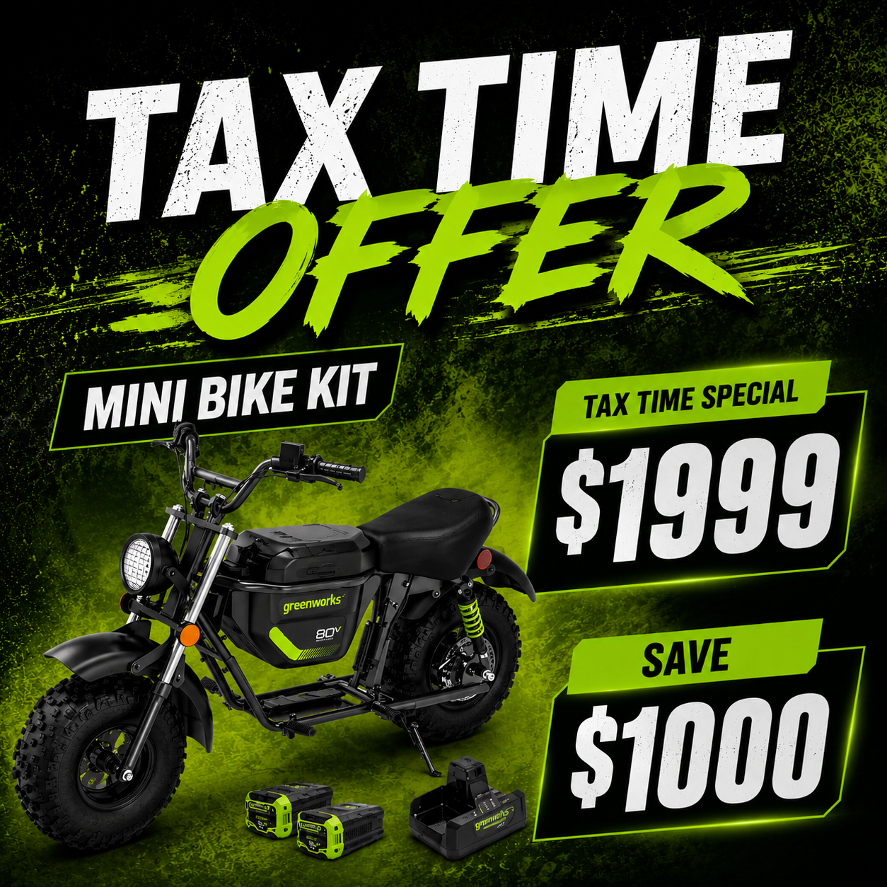 Greenworks 60V STEALTH Series Off-Road Mini Bike