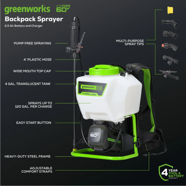 Greenworks 60V 70PSI Backpack Pressure Sprayer